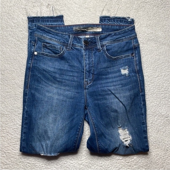 Seven 7 dark distressed Raw Hem Jeans Dark Wash Size 6 - Picture 4 of 9